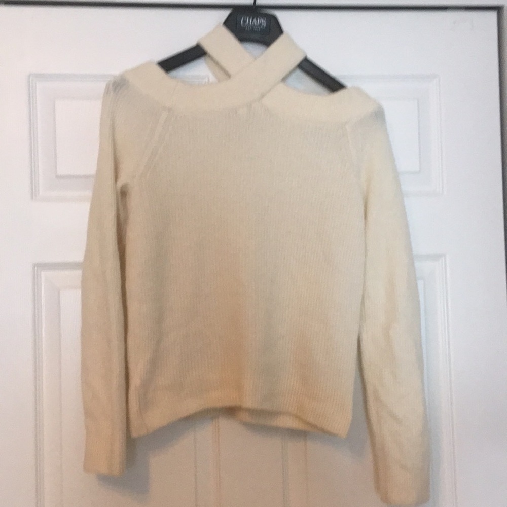 Anthropologie Cream Criss-Cross Sweater